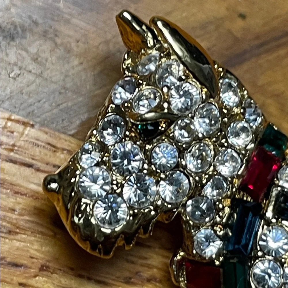 Vintage Kenneth Jay Lane Gold and Crystal Dog Brooch
